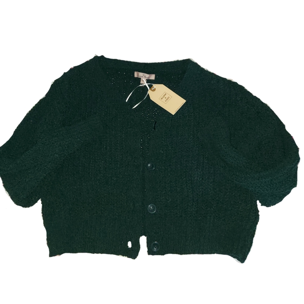 Hunter Green crop cardigan